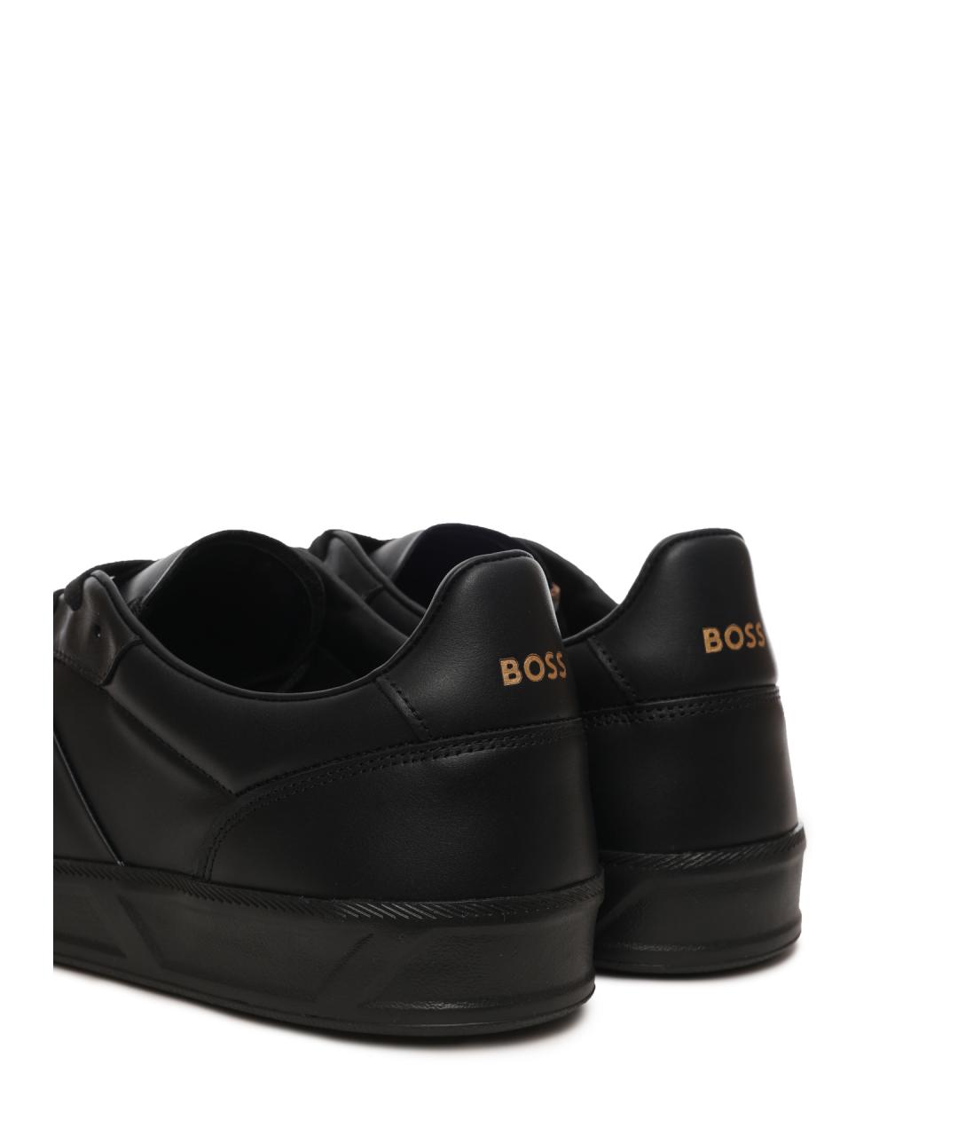 HUGO BOSS Черные кожаные низкие кроссовки / кеды, фото 6