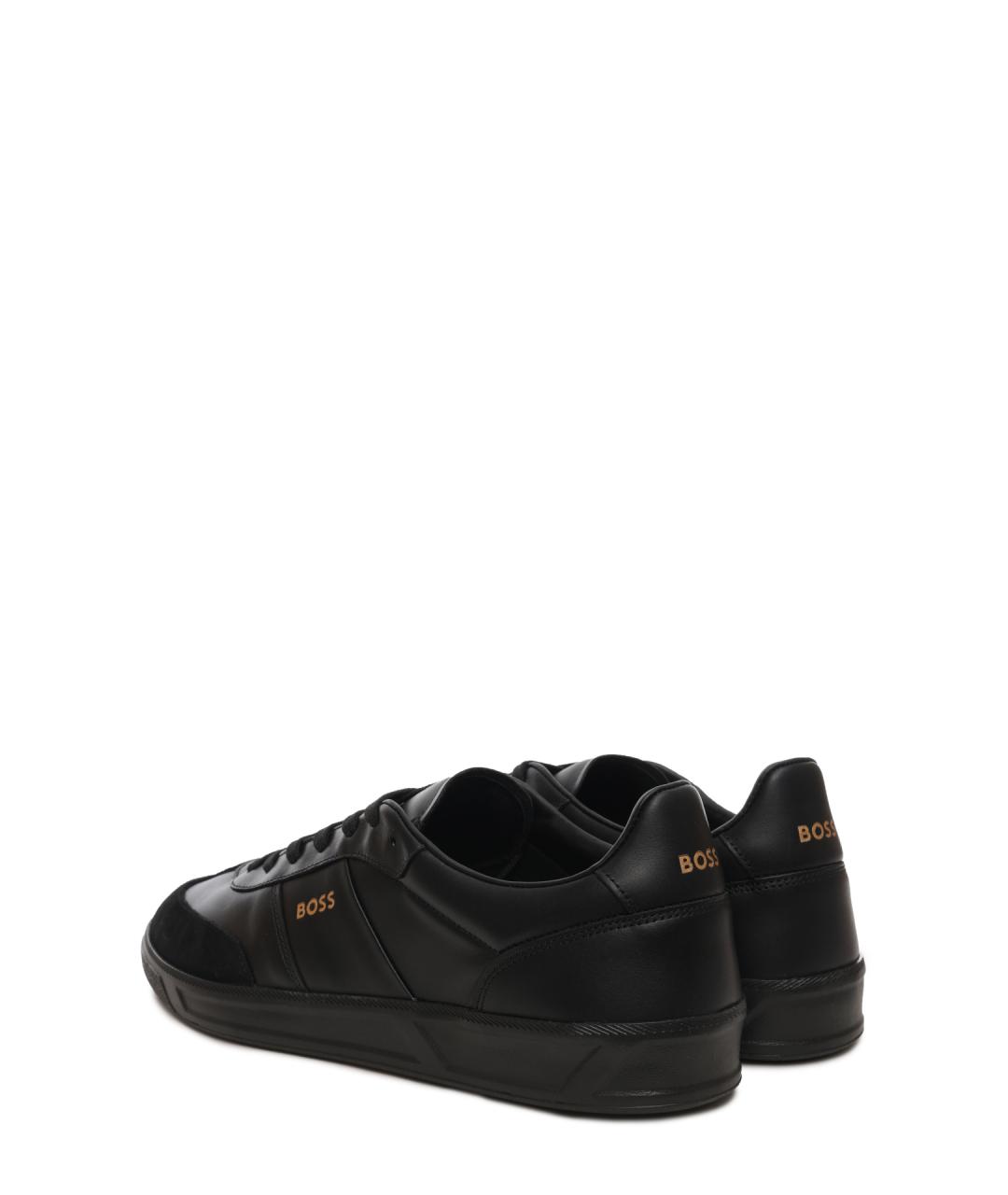 HUGO BOSS Черные кожаные низкие кроссовки / кеды, фото 3