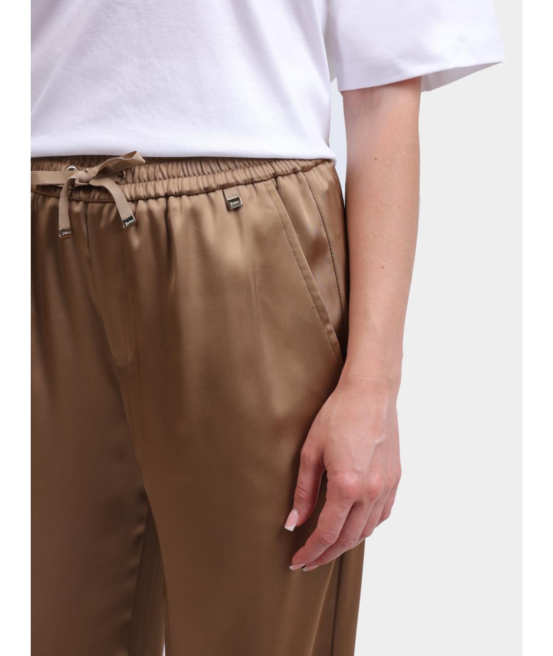 HERNO Коричневые полиэстеровые прямые брюки, фото 5