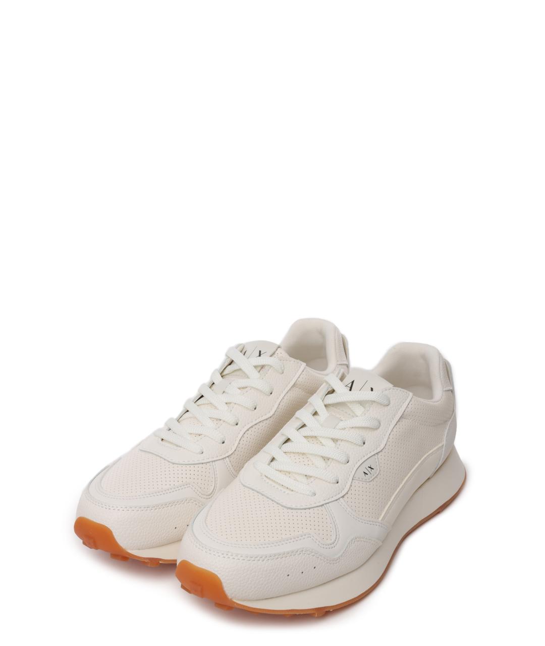 ARMANI EXCHANGE Белые кожаные низкие кроссовки / кеды, фото 2