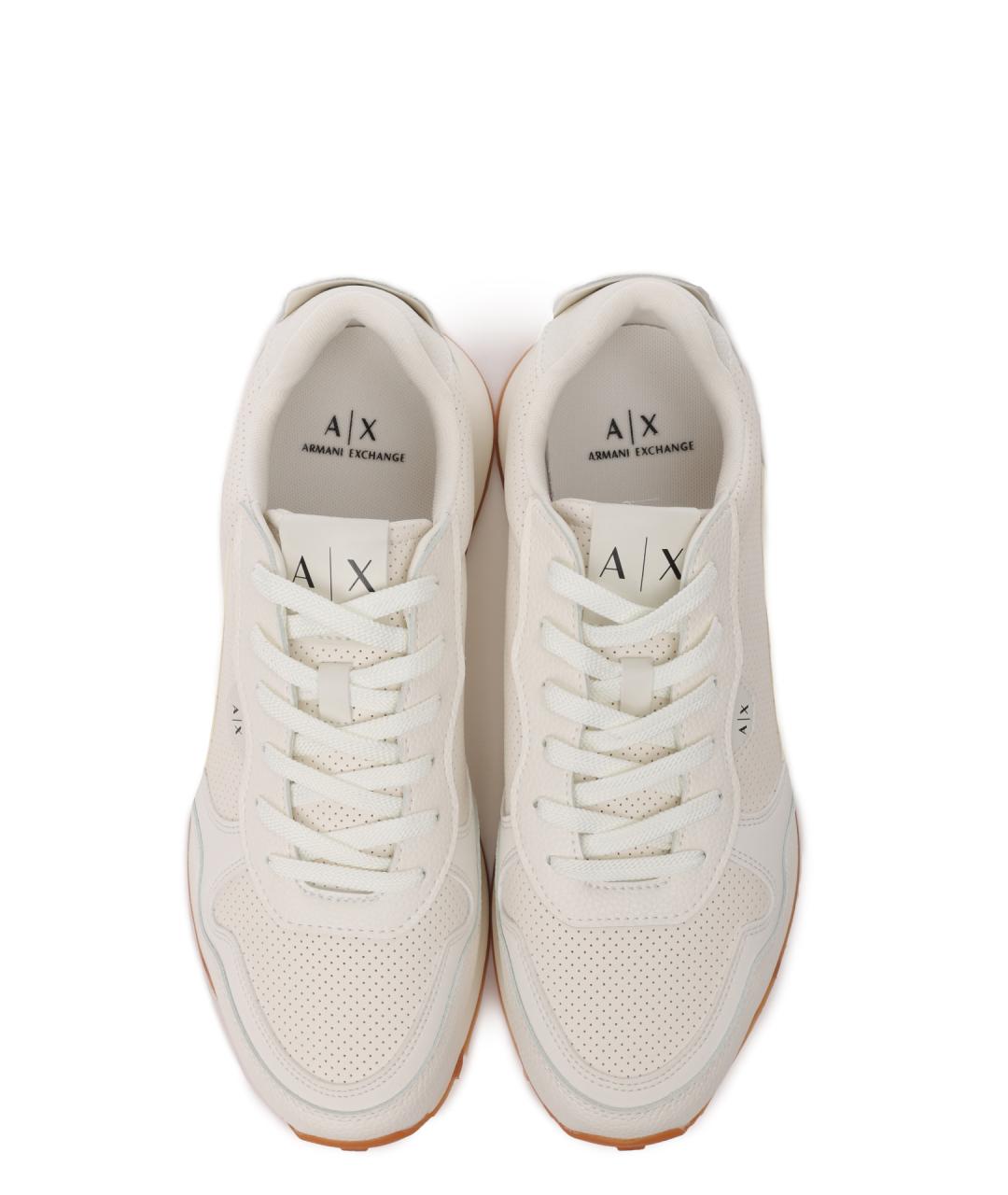 ARMANI EXCHANGE Белые кожаные низкие кроссовки / кеды, фото 5