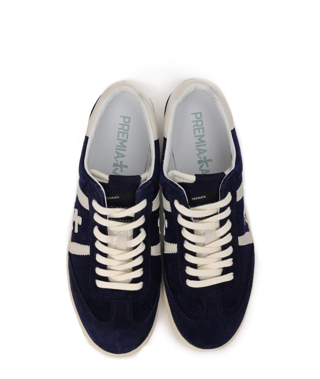 PREMIATA Темно-синие замшевые низкие кроссовки / кеды, фото 5
