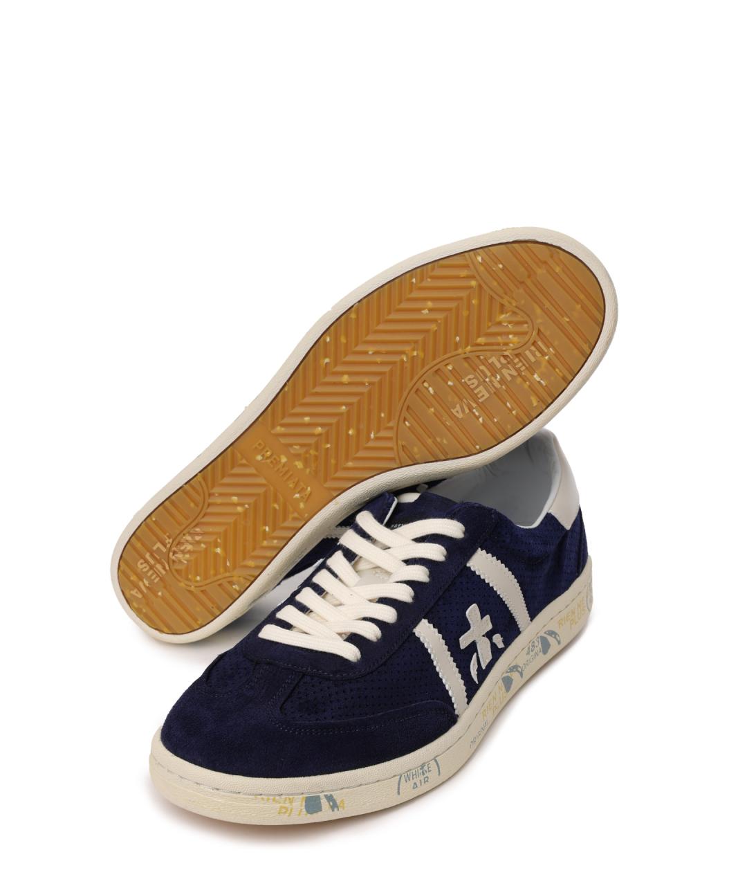 PREMIATA Темно-синие замшевые низкие кроссовки / кеды, фото 4