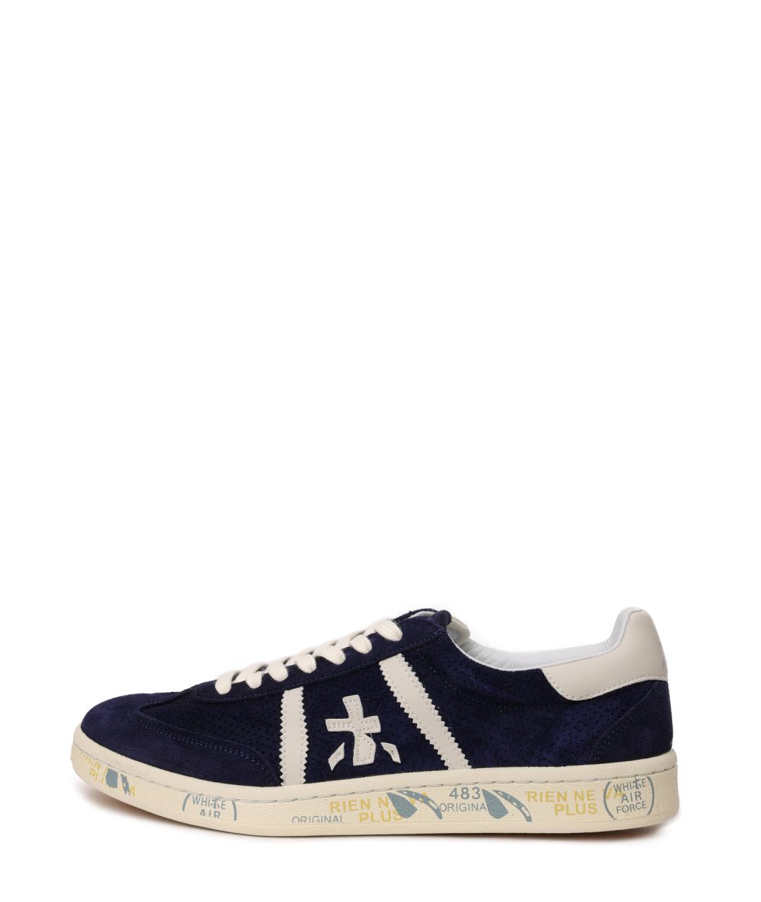 PREMIATA Темно-синие замшевые низкие кроссовки / кеды, фото 7