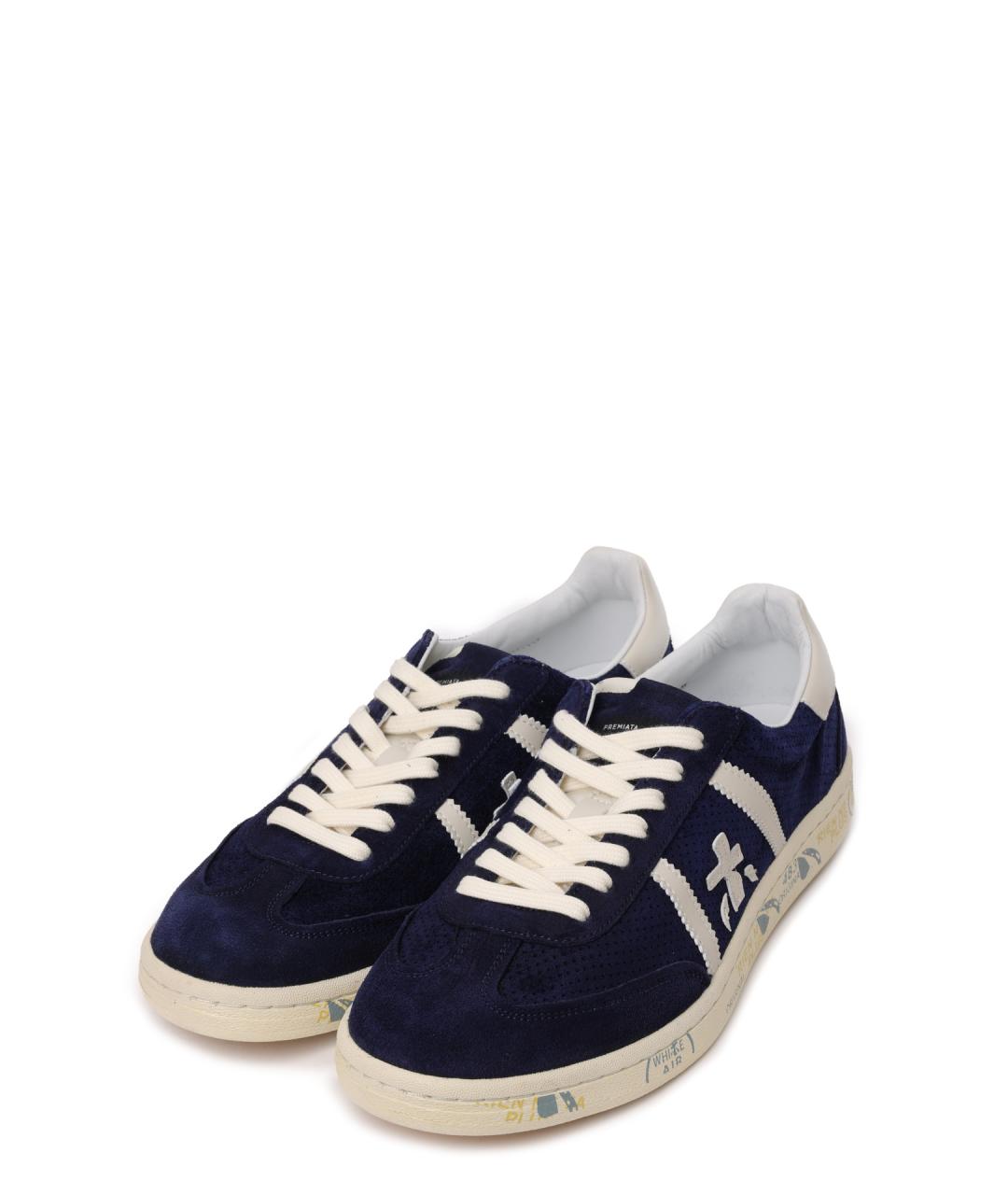 PREMIATA Темно-синие замшевые низкие кроссовки / кеды, фото 2