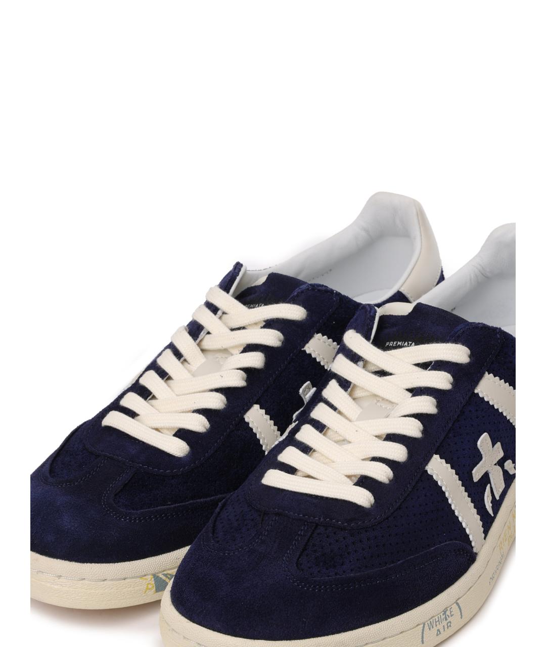 PREMIATA Темно-синие замшевые низкие кроссовки / кеды, фото 6