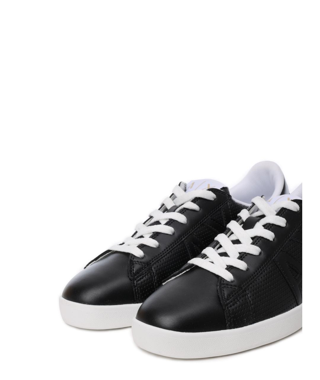 ARMANI EXCHANGE Черные кожаные низкие кроссовки / кеды, фото 7