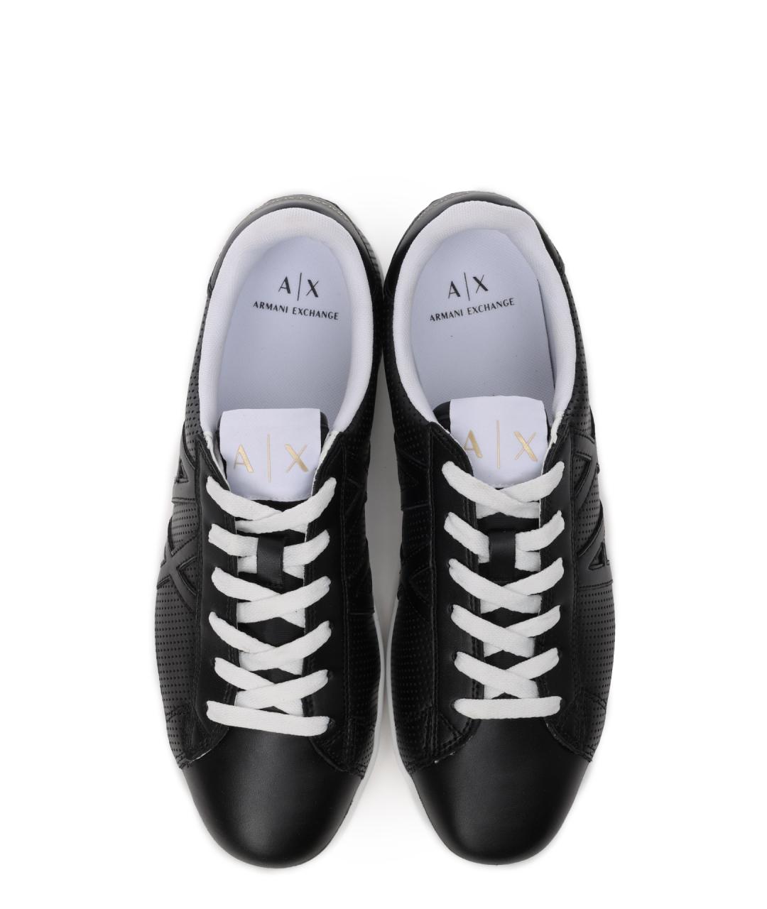 ARMANI EXCHANGE Черные кожаные низкие кроссовки / кеды, фото 5