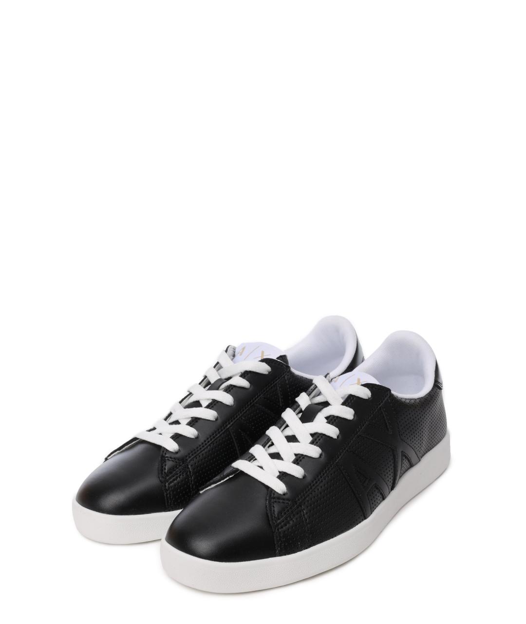 ARMANI EXCHANGE Черные кожаные низкие кроссовки / кеды, фото 2