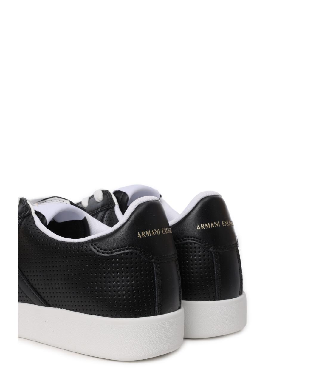 ARMANI EXCHANGE Черные кожаные низкие кроссовки / кеды, фото 6