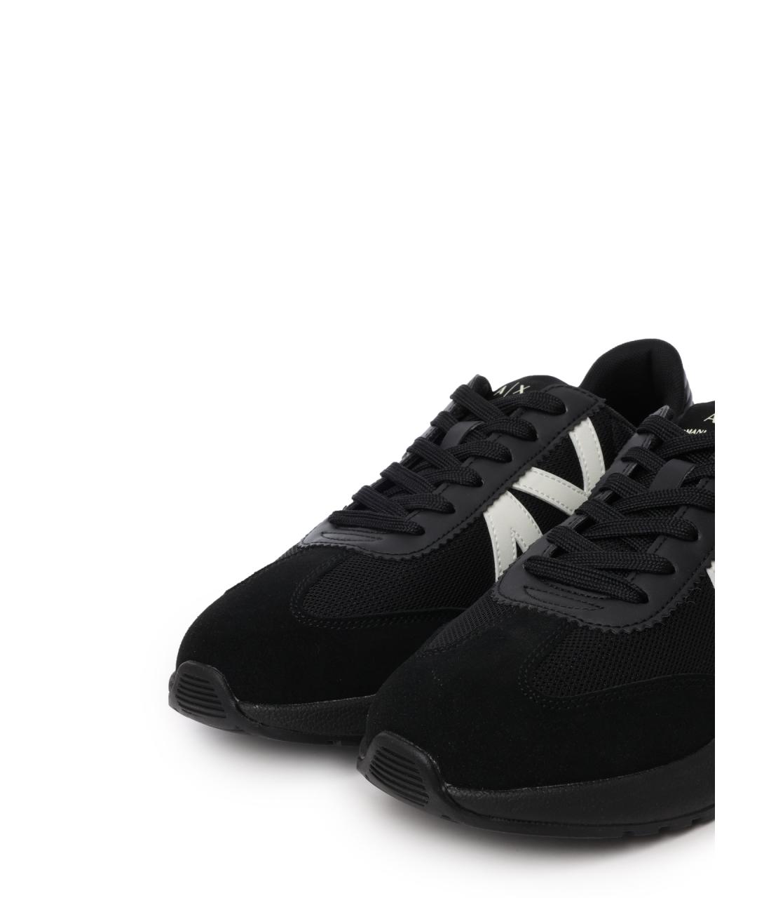 ARMANI EXCHANGE Черные текстильные низкие кроссовки / кеды, фото 7