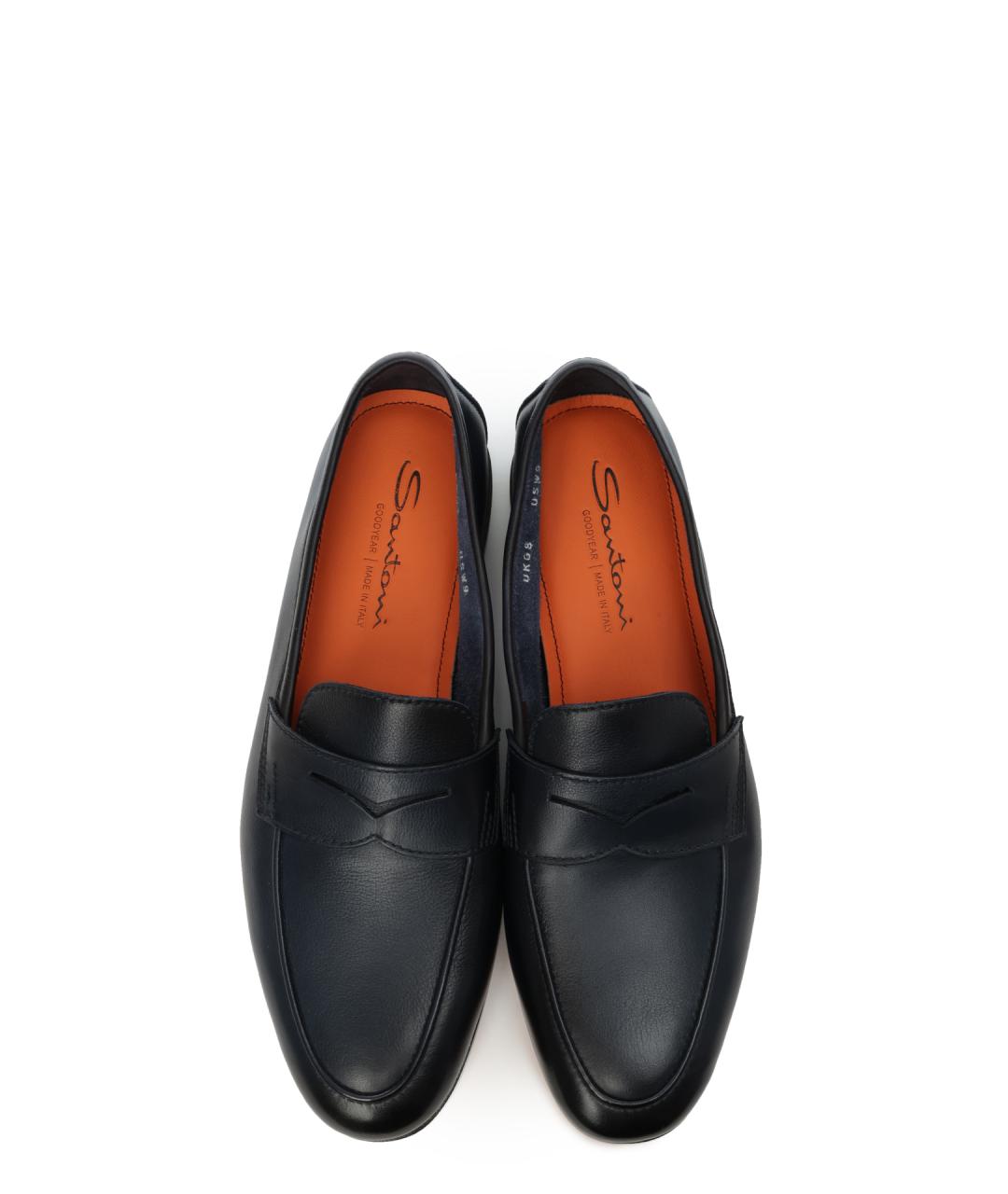SANTONI Темно-синие кожаные лоферы, фото 4