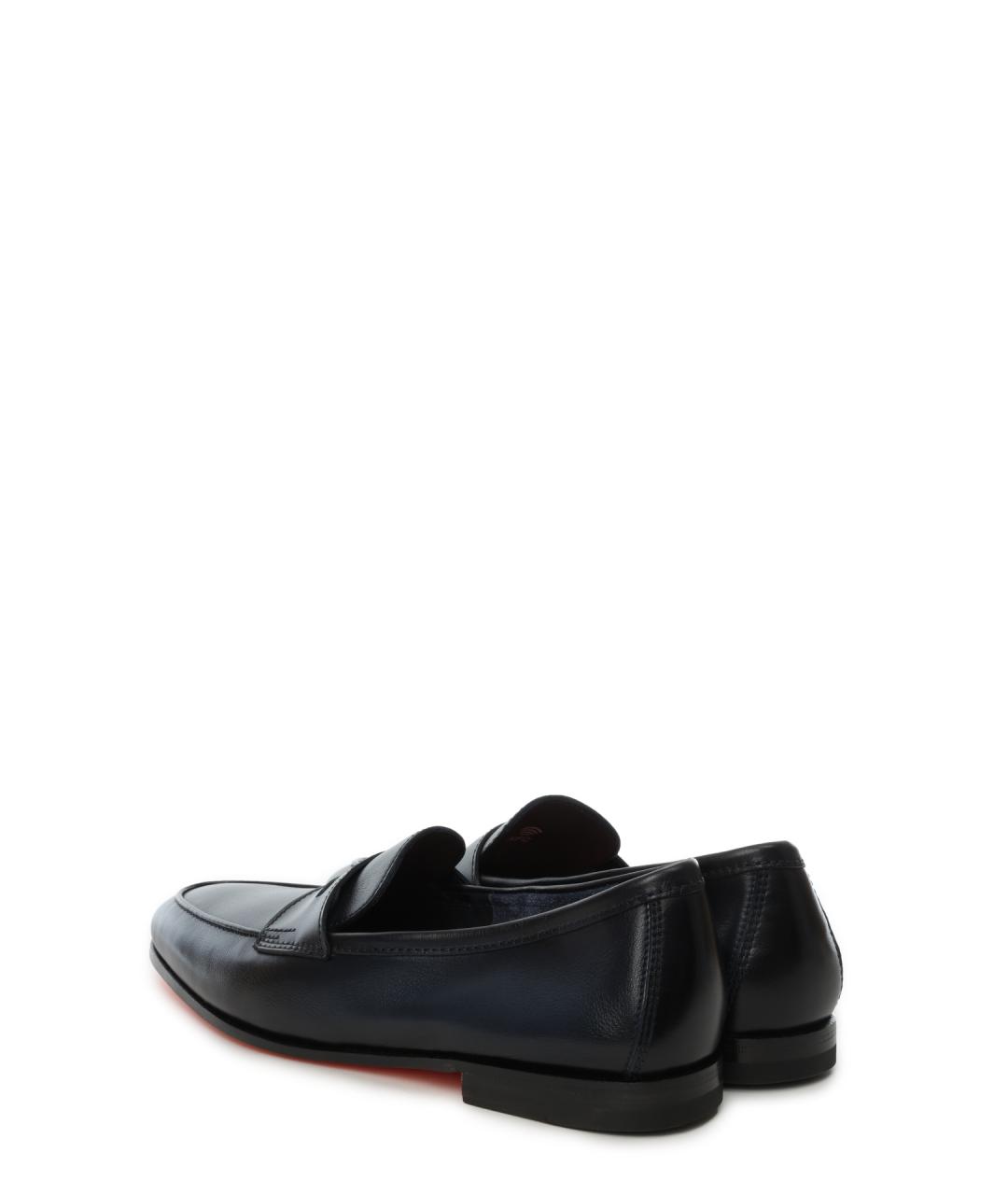 SANTONI Темно-синие кожаные лоферы, фото 3
