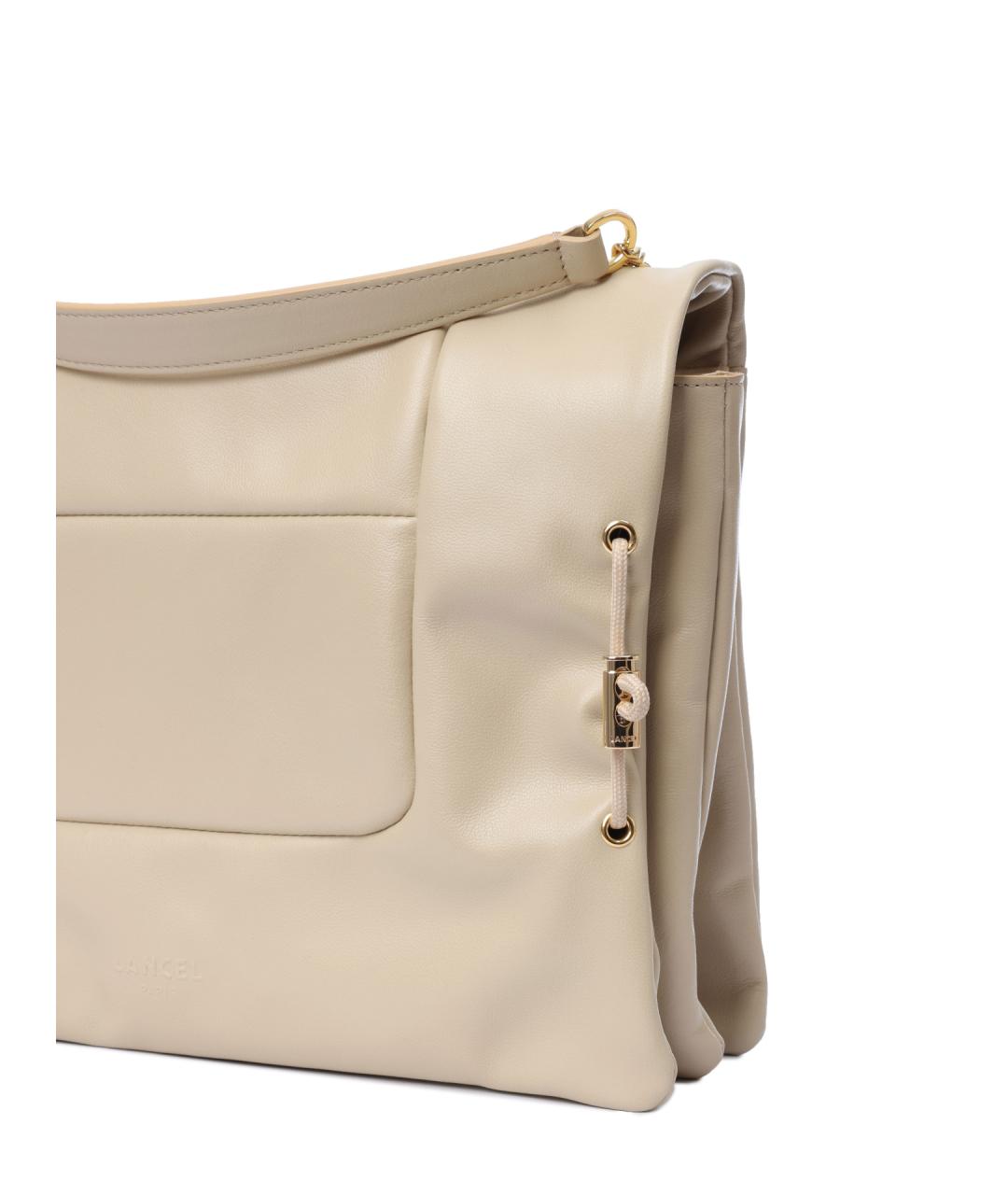 LANCEL Бежевая кожаная сумка через плечо, фото 6
