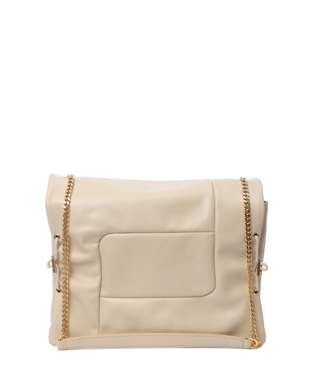 LANCEL Бежевая кожаная сумка через плечо, фото 5