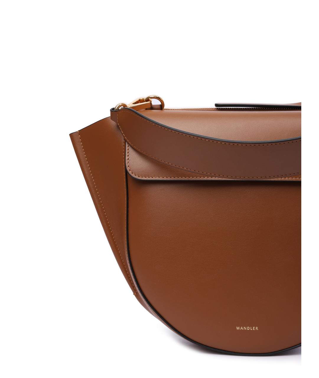 WANDLER Коричневая кожаная сумка с короткими ручками, фото 5