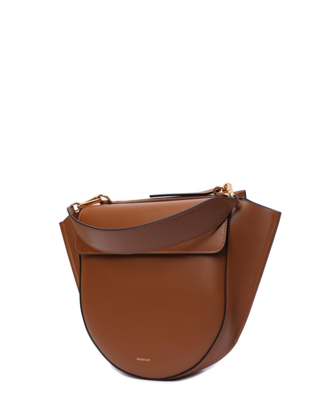 WANDLER Коричневая кожаная сумка с короткими ручками, фото 3