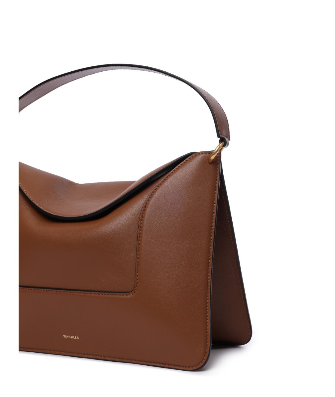 WANDLER Коричневая кожаная сумка с короткими ручками, фото 5