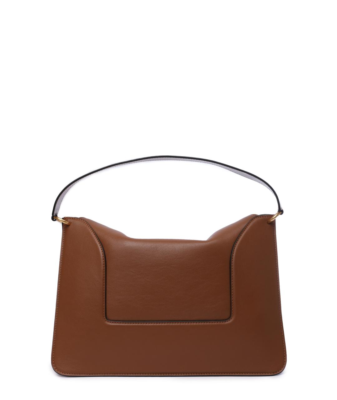 WANDLER Коричневая кожаная сумка с короткими ручками, фото 4