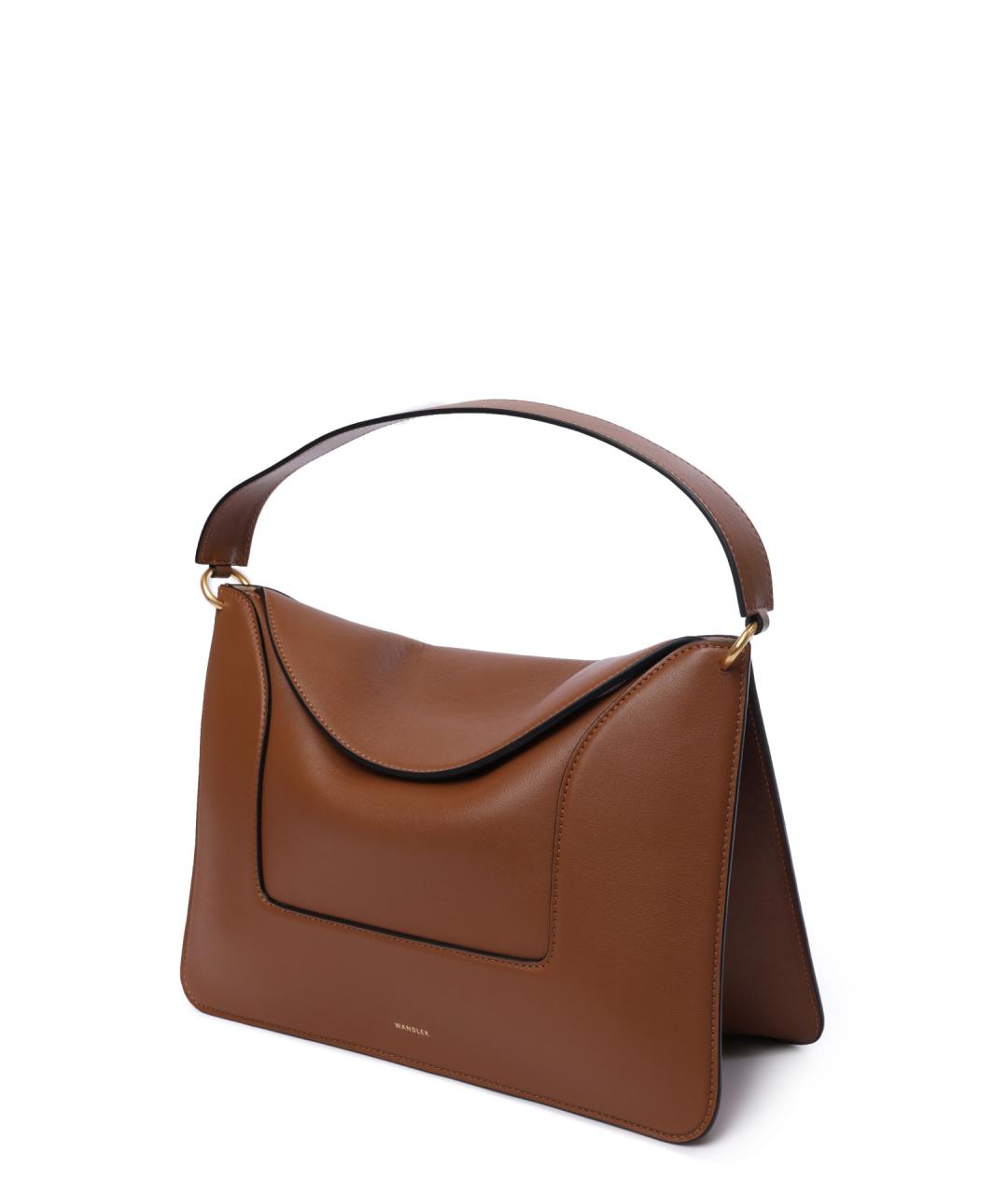 WANDLER Коричневая кожаная сумка с короткими ручками, фото 3