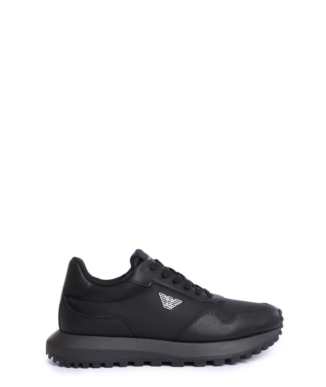 EMPORIO ARMANI Черные низкие кроссовки / кеды, фото 1