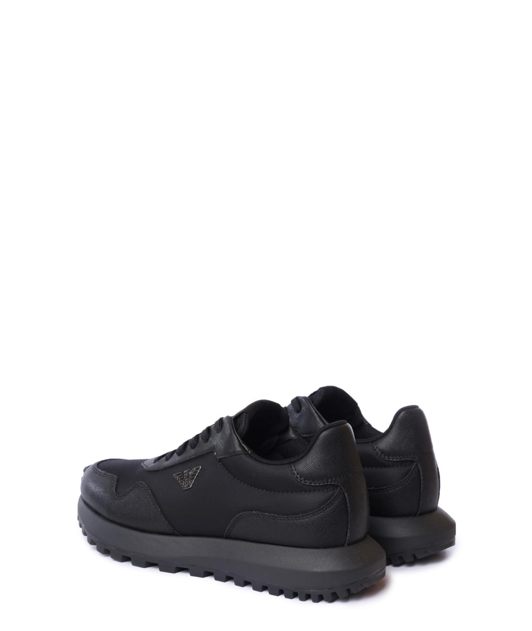 EMPORIO ARMANI Черные низкие кроссовки / кеды, фото 5