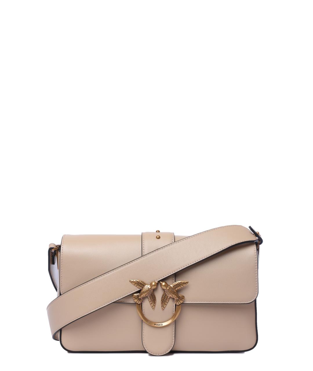 PINKO Бежевая кожаная сумка через плечо, фото 1