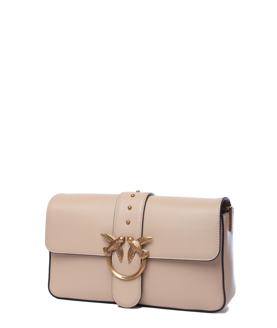 PINKO Бежевая кожаная сумка через плечо, фото 3
