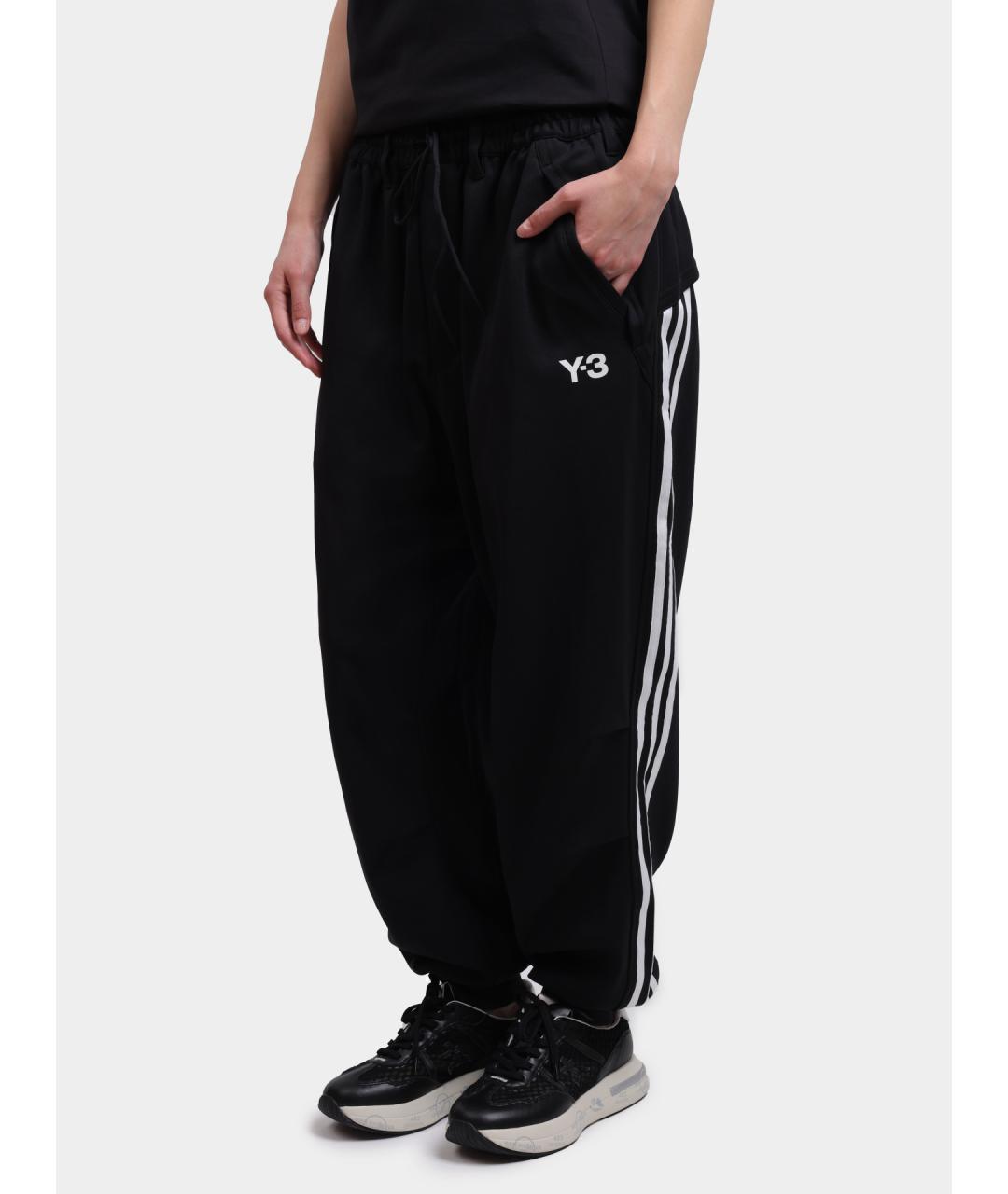 Y-3 Черные хлопковые прямые брюки, фото 3