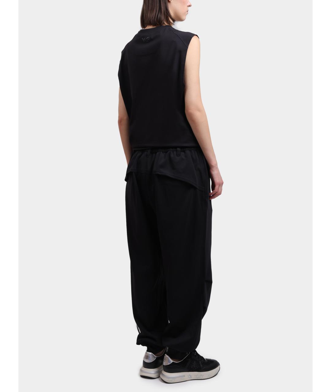 Y-3 Черные хлопковые прямые брюки, фото 6