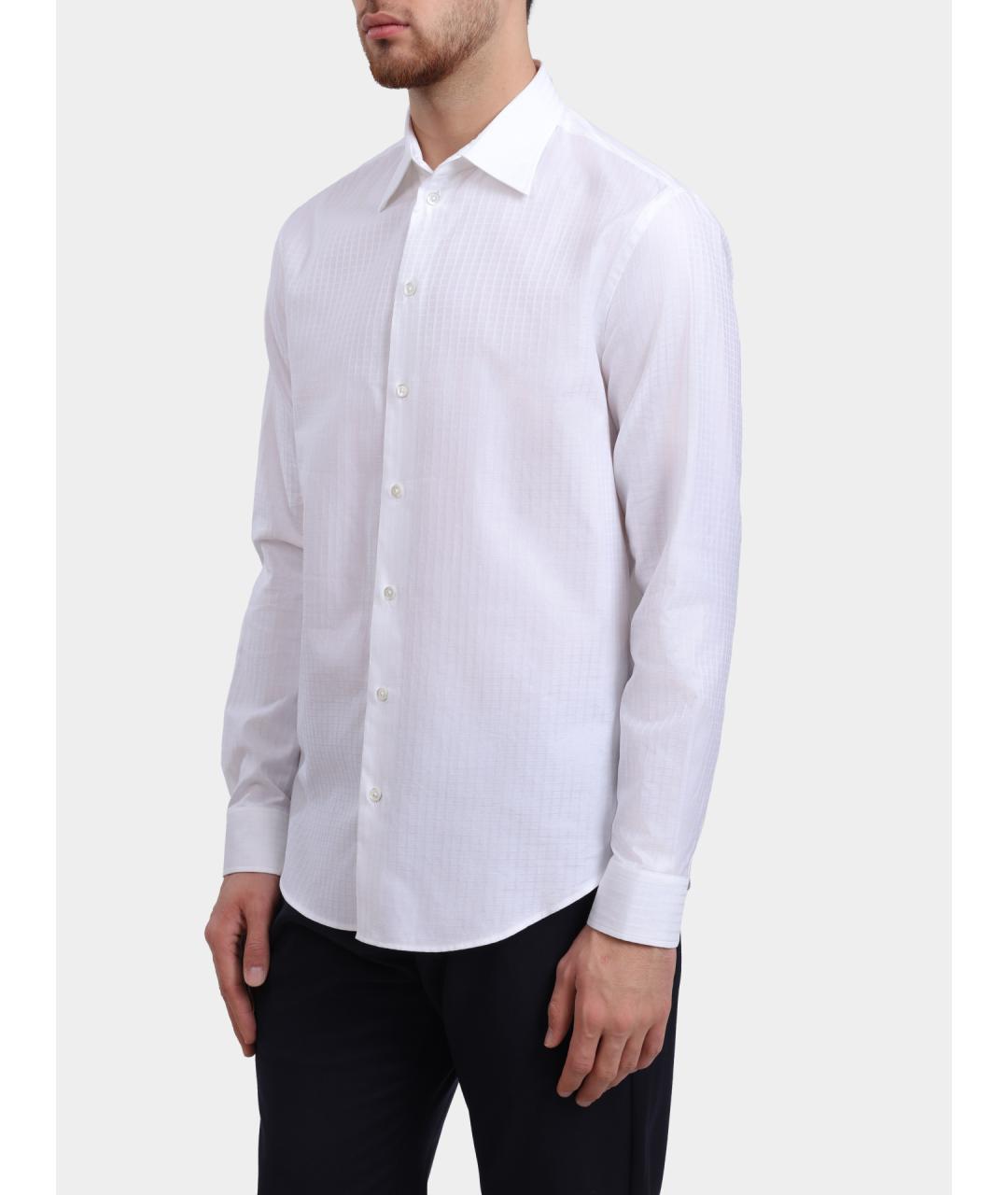EMPORIO ARMANI Белая хлопковая классическая рубашка, фото 3