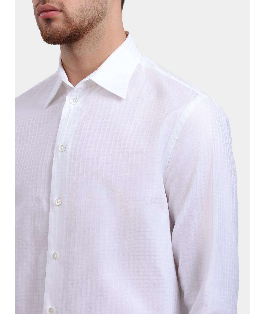 EMPORIO ARMANI Белая хлопковая классическая рубашка, фото 4
