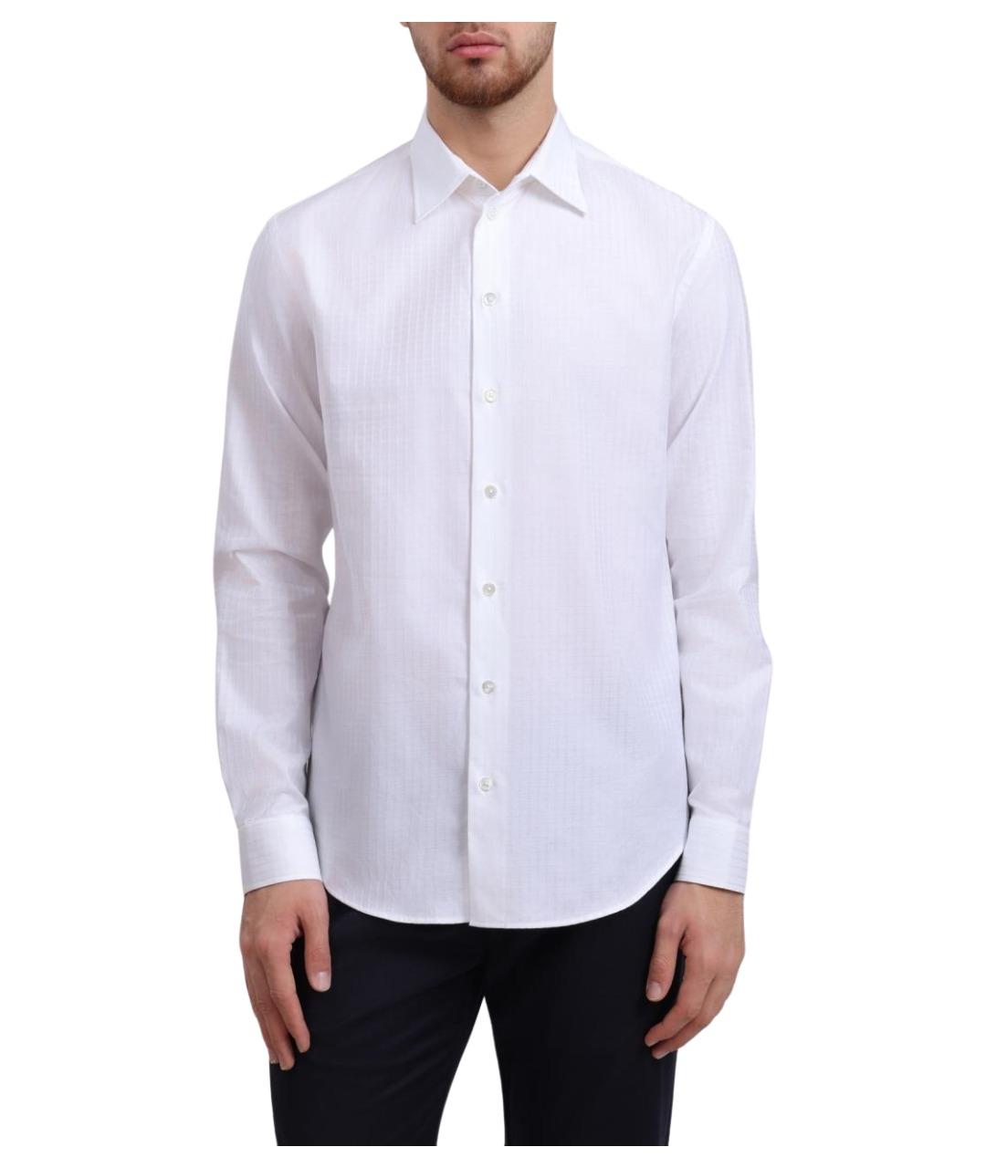 EMPORIO ARMANI Белая хлопковая классическая рубашка, фото 1