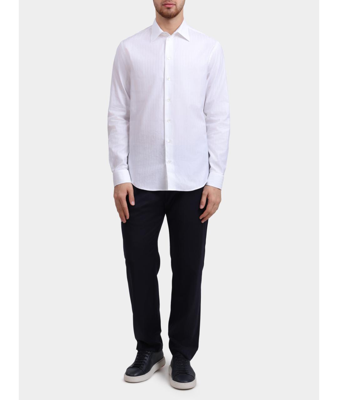 EMPORIO ARMANI Белая хлопковая классическая рубашка, фото 2