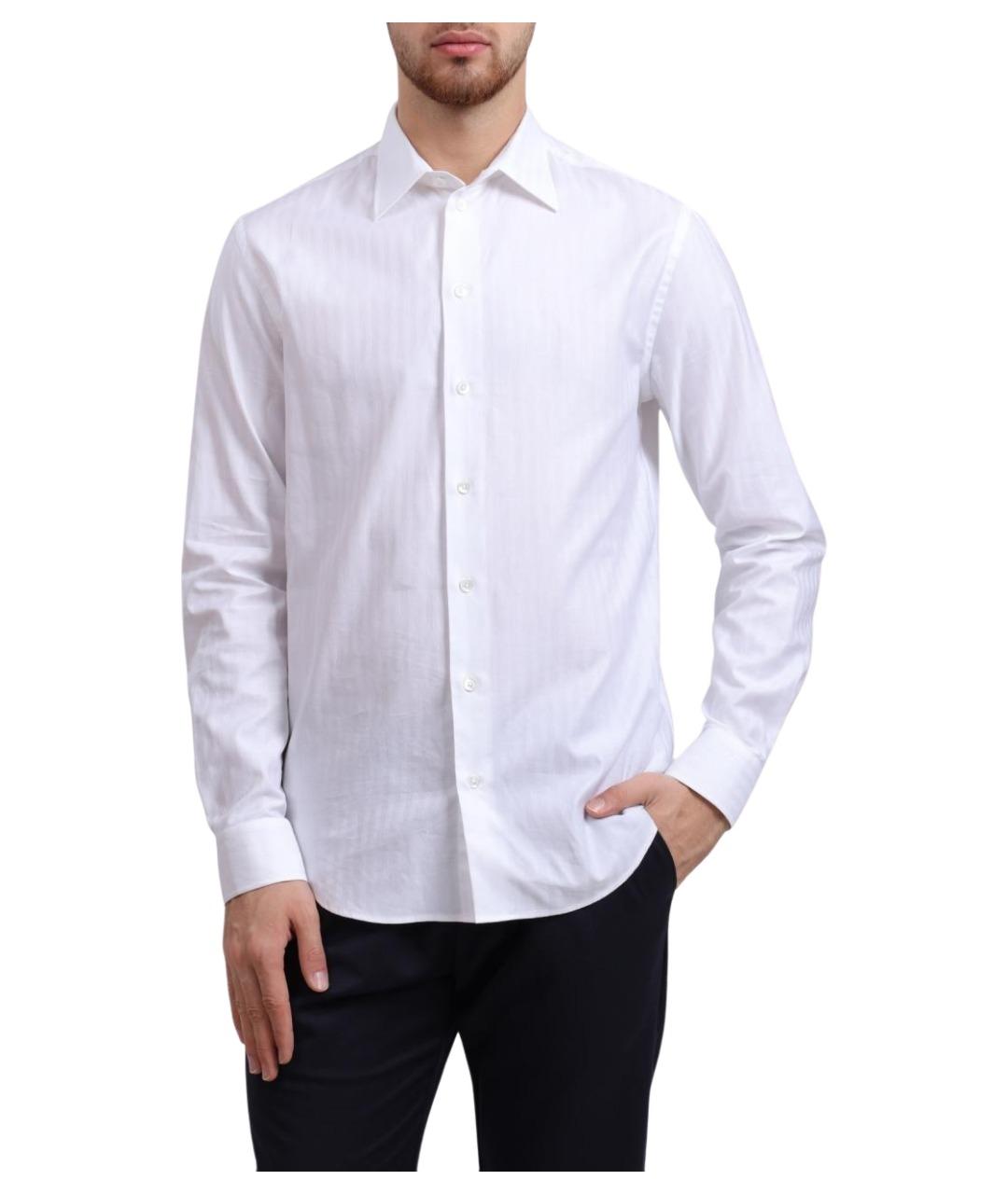 EMPORIO ARMANI Белая хлопковая классическая рубашка, фото 1