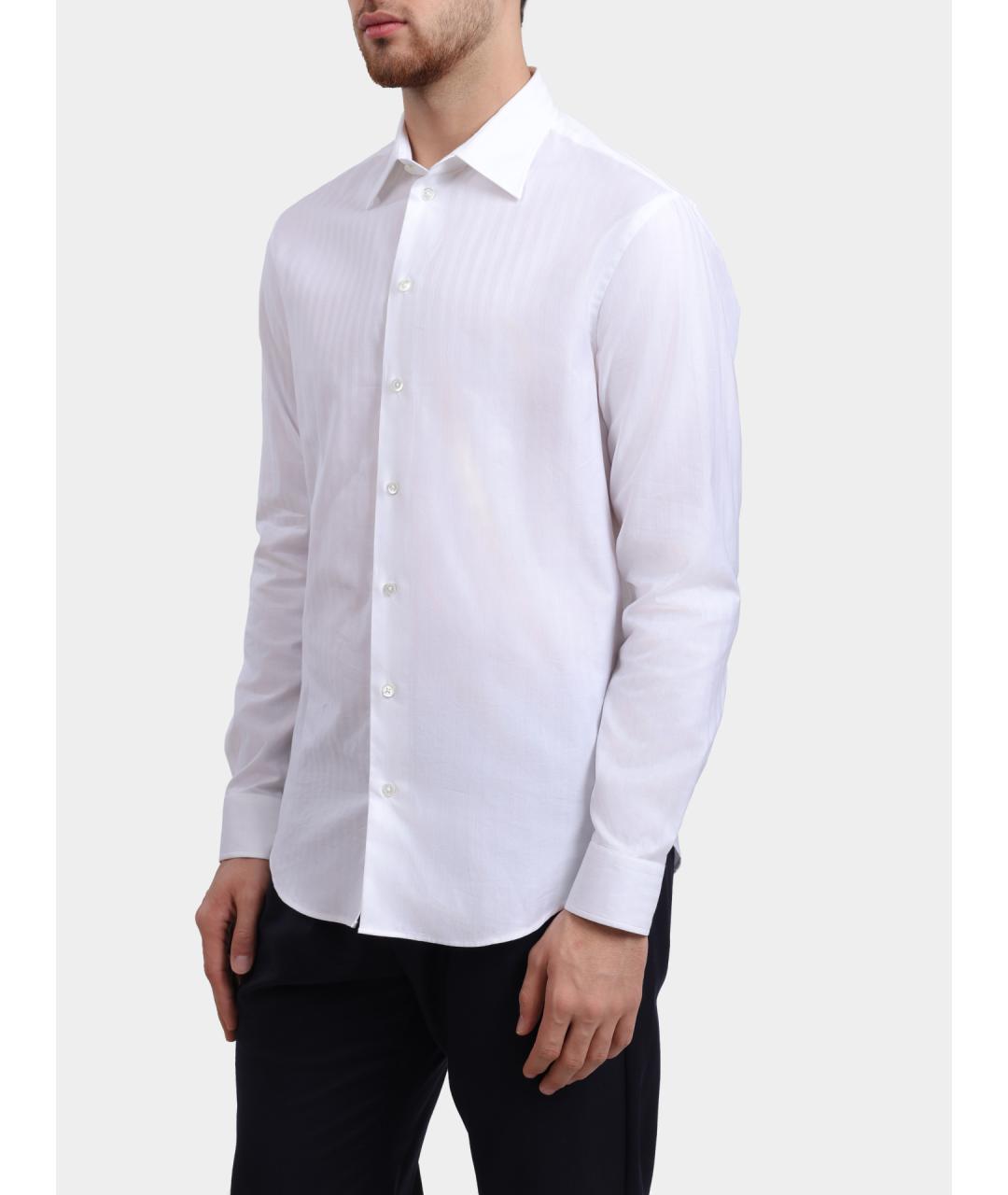 EMPORIO ARMANI Белая хлопковая классическая рубашка, фото 3