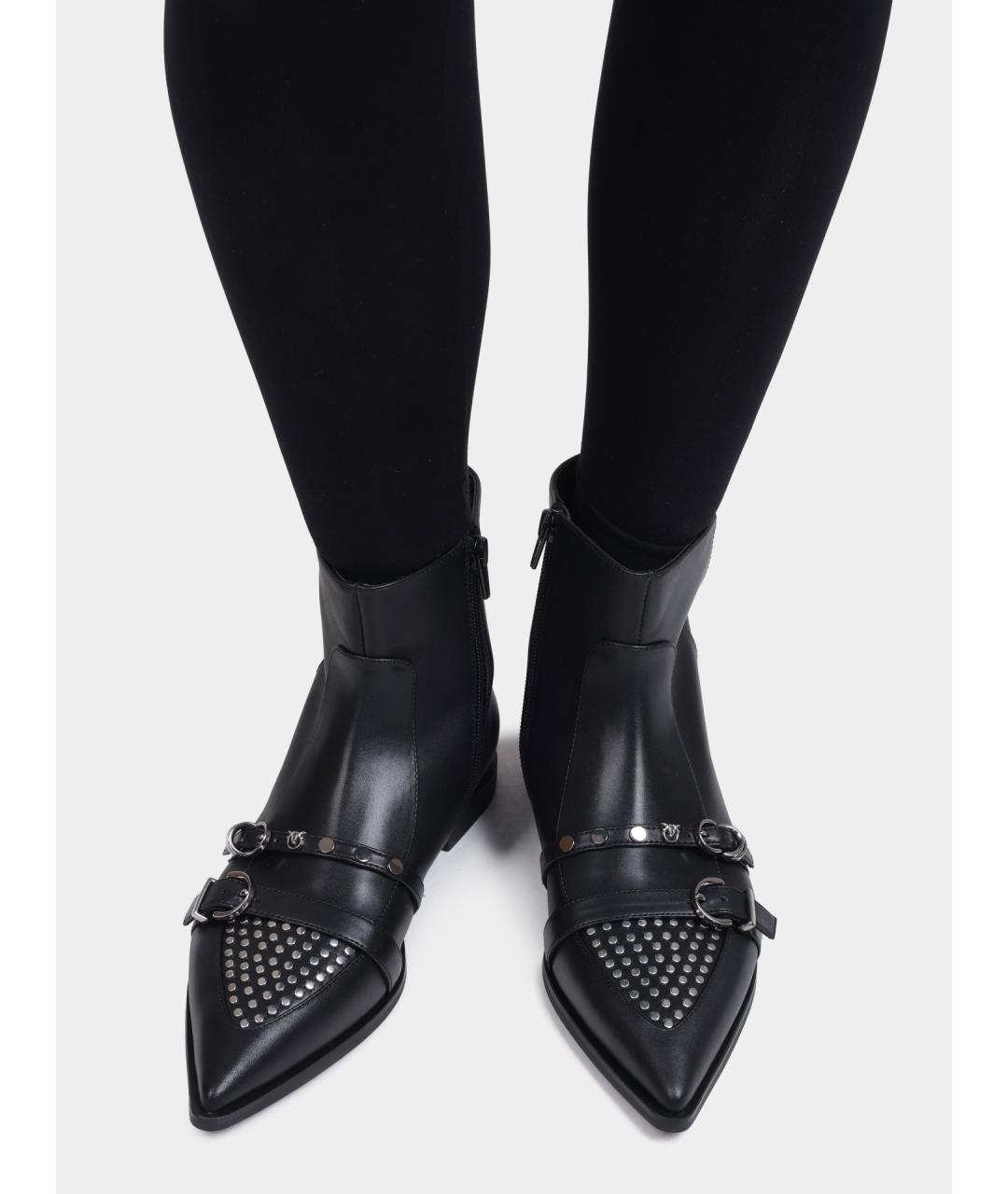 PINKO Черные кожаные ботильоны, фото 2