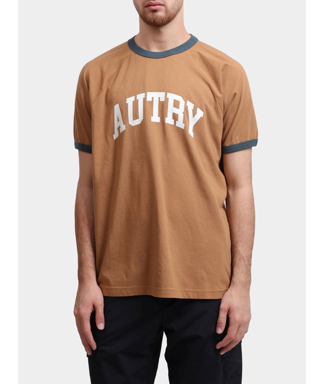 AUTRY Коричневая хлопковая футболка, фото 6