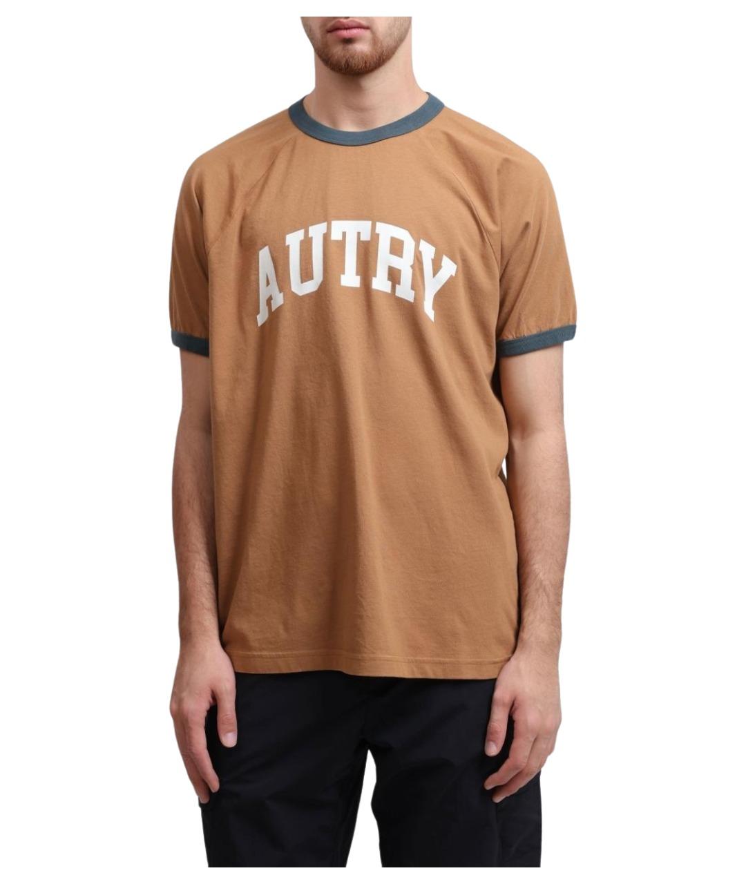 AUTRY Коричневая хлопковая футболка, фото 1