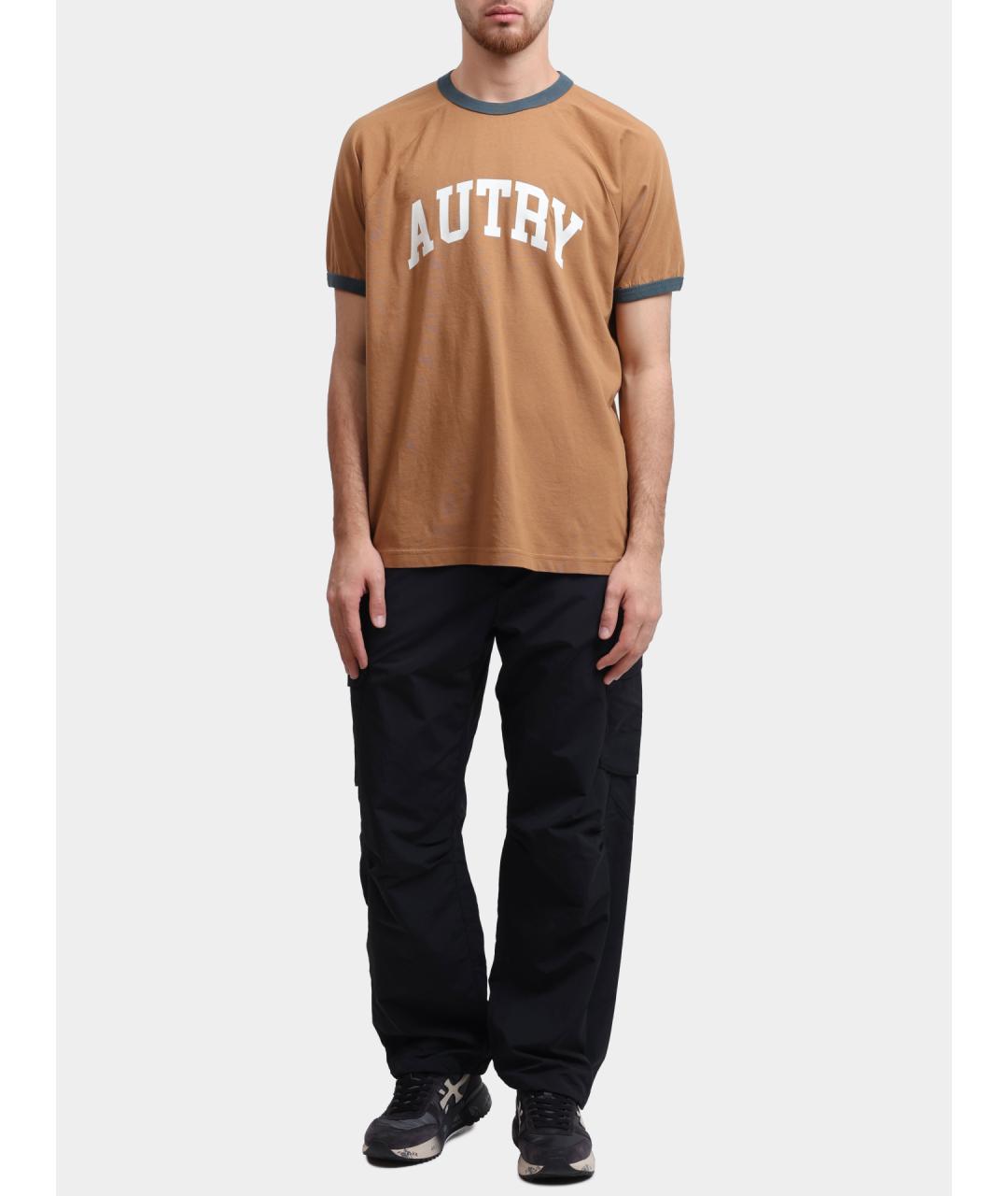 AUTRY Коричневая хлопковая футболка, фото 2