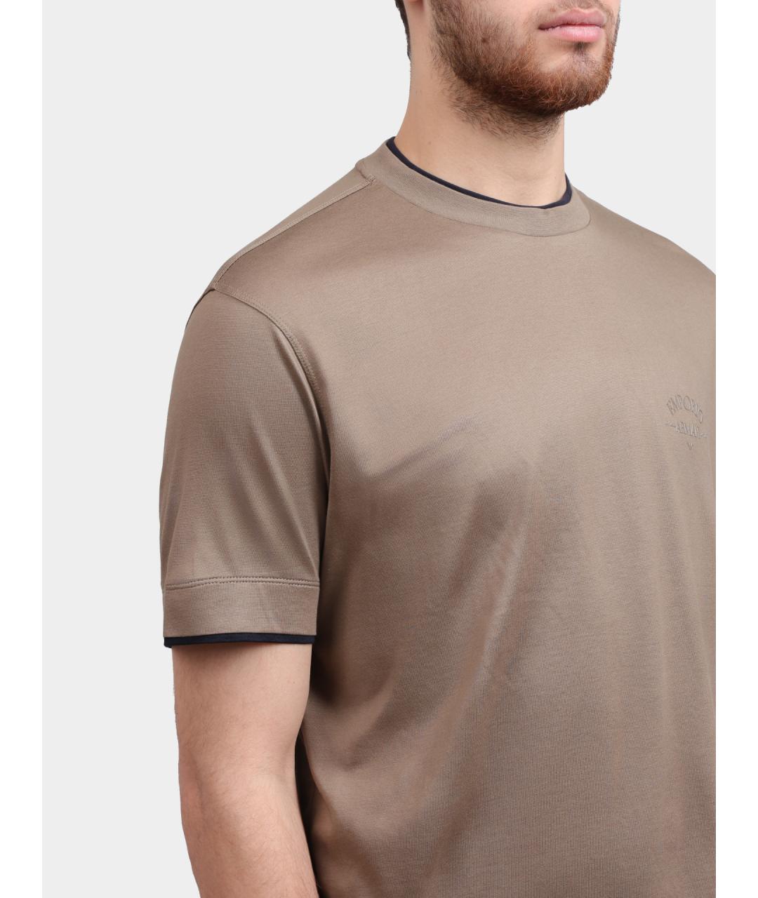 EMPORIO ARMANI Бежевая футболка, фото 4