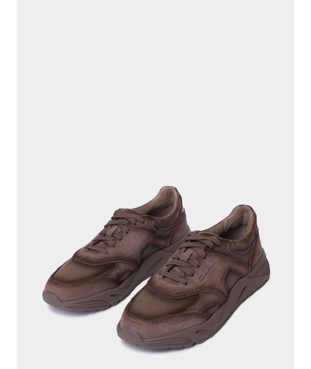 SANTONI Кожаные низкие кроссовки / кеды, фото 2