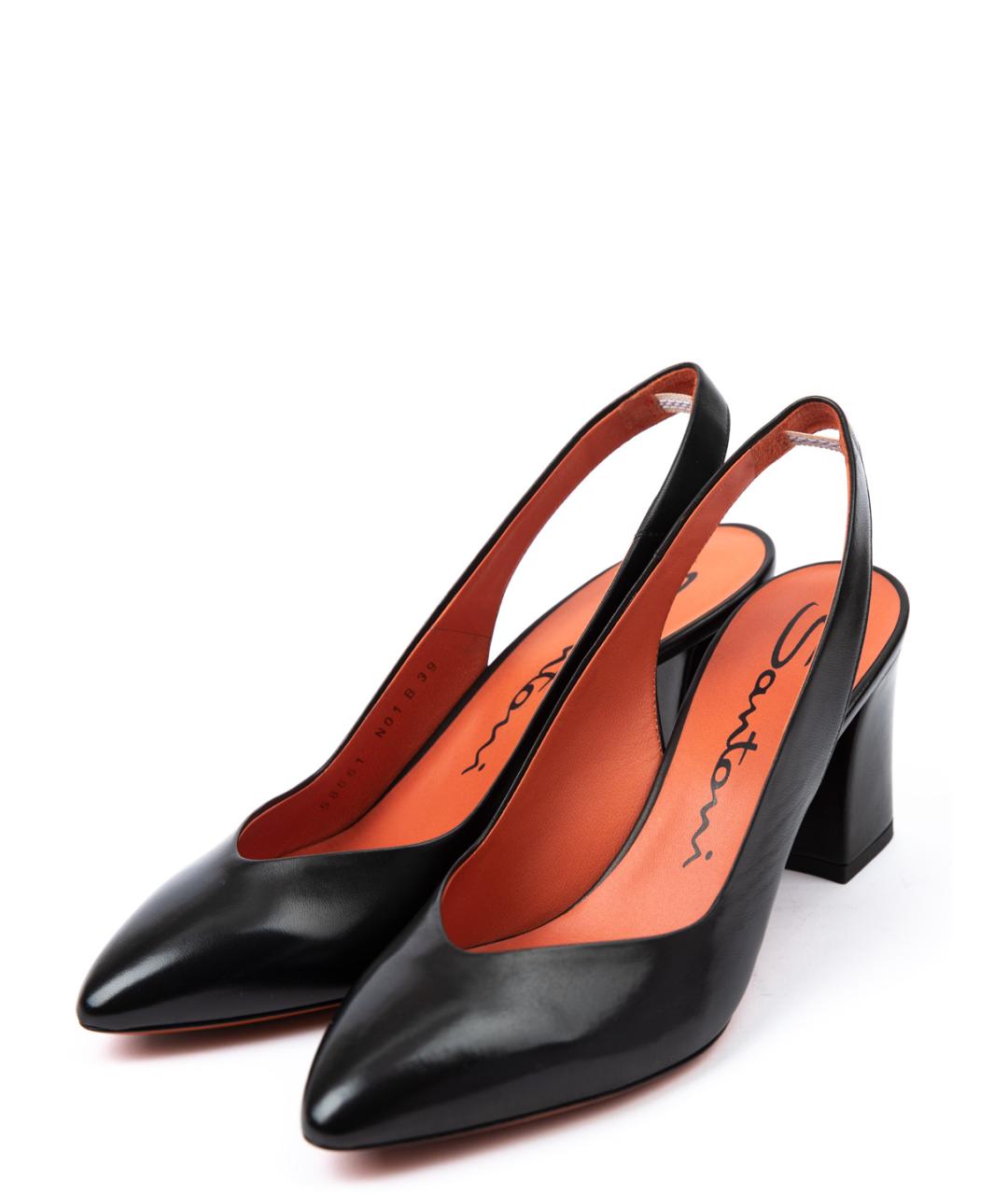 SANTONI Черные кожаные туфли, фото 4