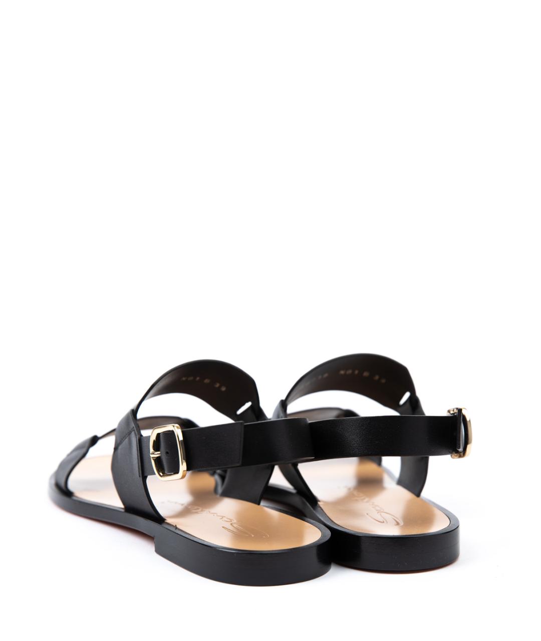 SANTONI Черные кожаные сандалии, фото 3