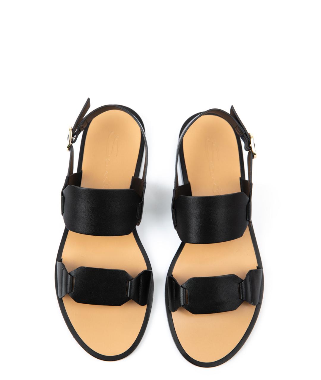 SANTONI Черные кожаные сандалии, фото 4
