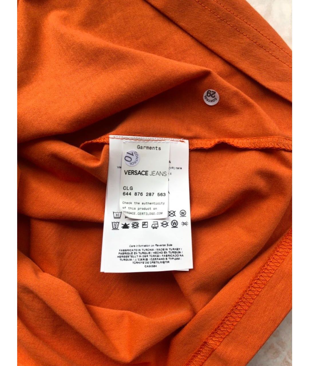 VERSACE JEANS COUTURE Оранжевая хлопковая футболка, фото 6