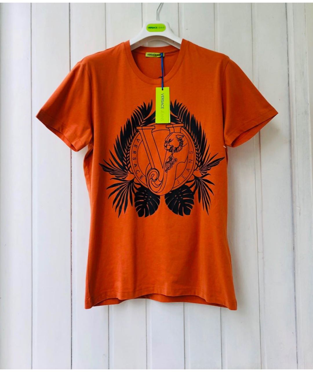 VERSACE JEANS COUTURE Оранжевая хлопковая футболка, фото 4