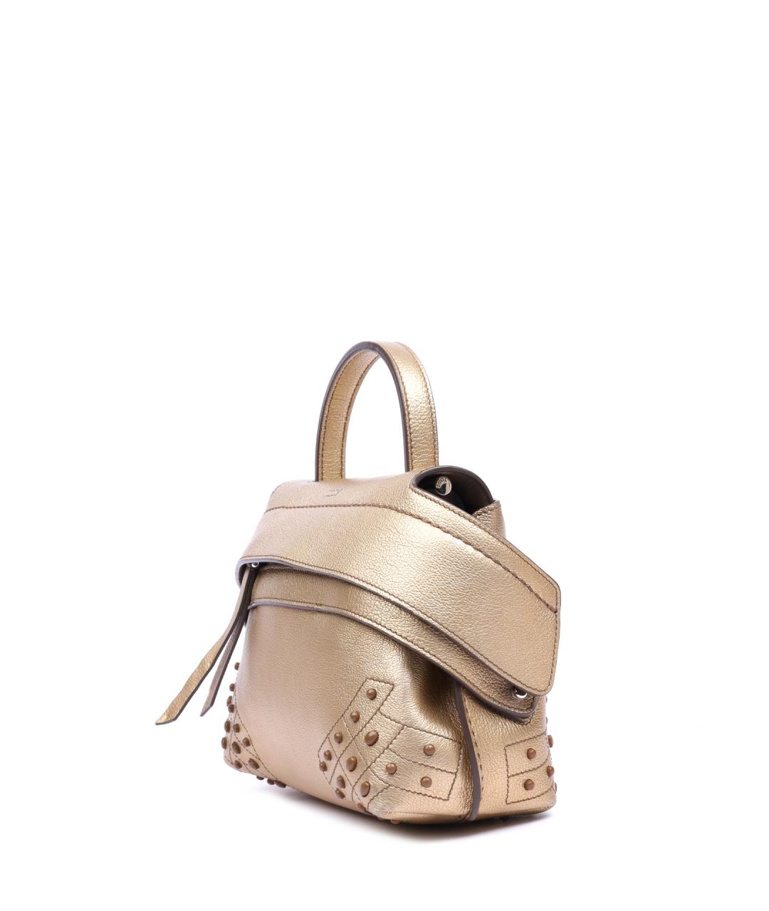 TOD'S Золотая кожаная сумка через плечо, фото 3