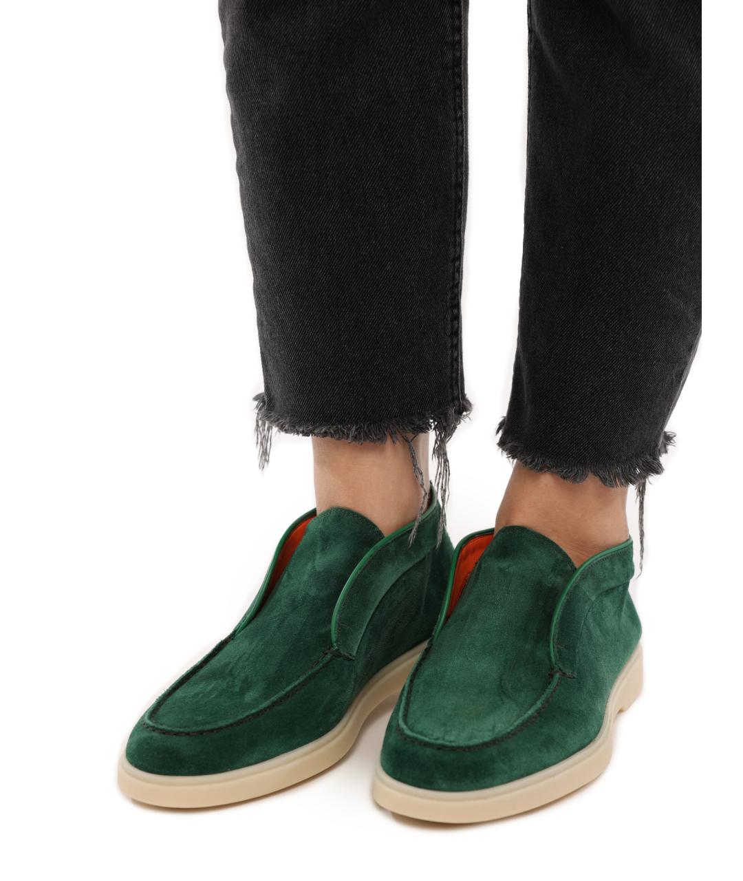 SANTONI Зеленые замшевые ботинки, фото 8