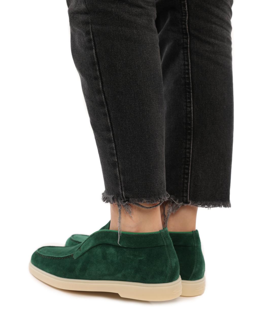 SANTONI Зеленые замшевые ботинки, фото 7